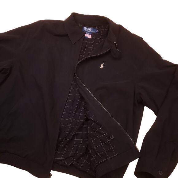 Vintage Polo Ralph Lauren Microfiber Mens Black Work Lined Windbreaker Large - Picture 1 of 9